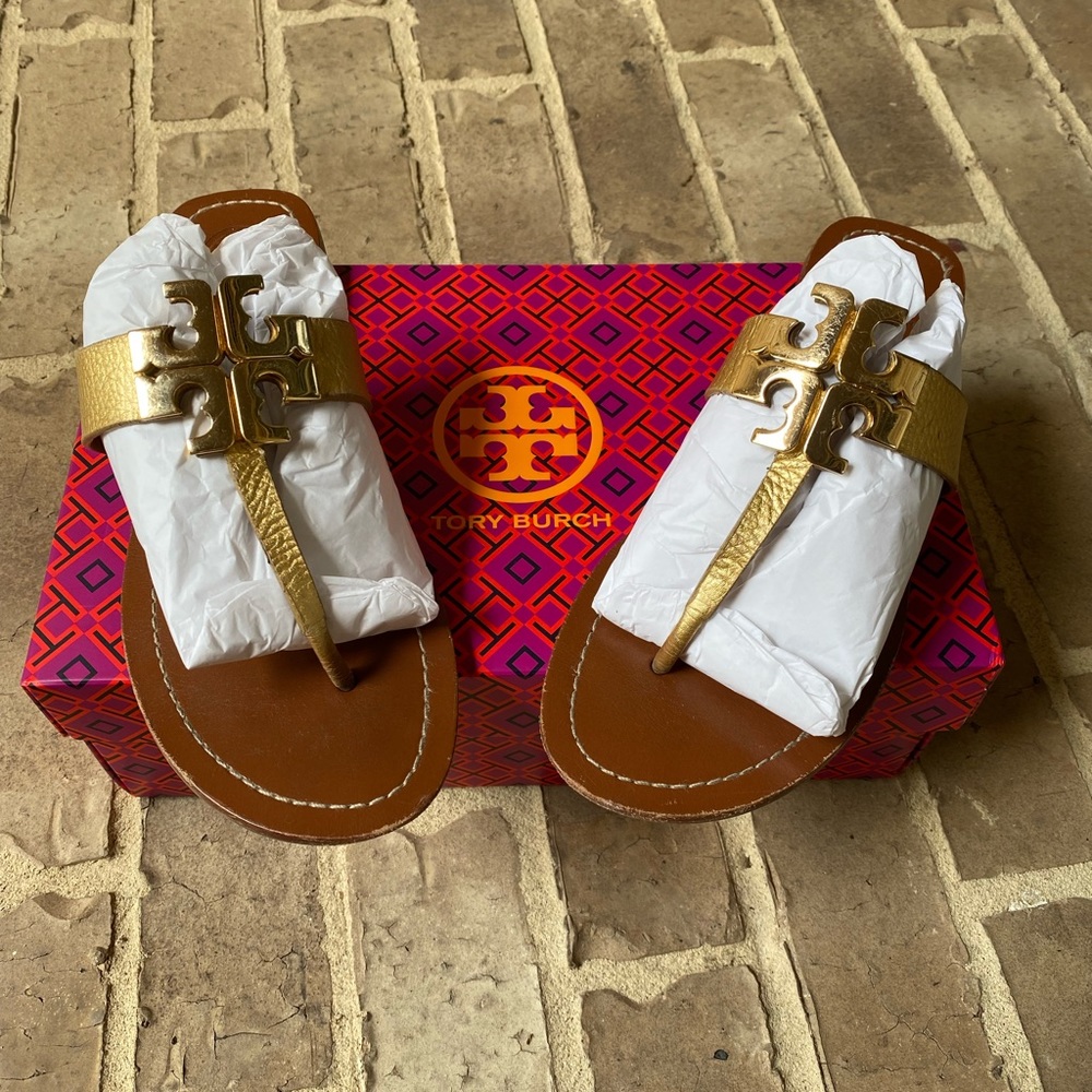Tory Burch Size 9 Gold Plated Sandals